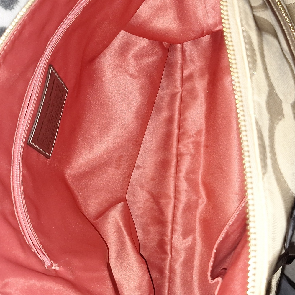 Coach Signature C Beige and Bronze Tote with Gold Shimmer - Picture 12 of 13